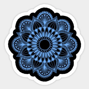 Flower Mandala (light blue on black) Sticker